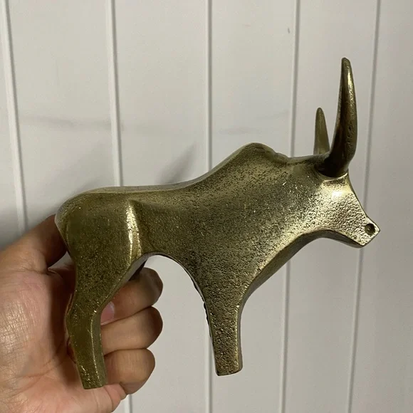 Metal brass gold tone Bull sculpture decor